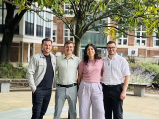 L-R: Jack Worne, Head of Investor Relations, EHE; Lucas Martin Lead Software Engineer, NeuWave; Jana Stella, CEO, NeuWave; Chris Wright, Lead Data Engineer, NeuWave