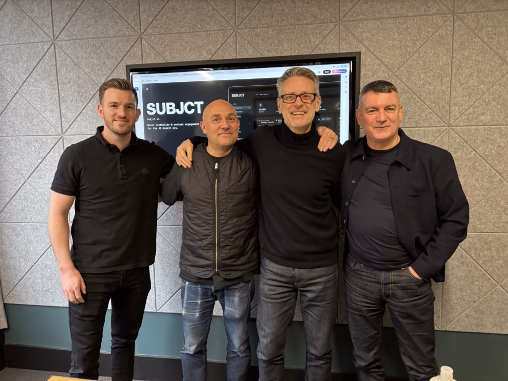 L–R: Jack Worne (Head of Investor Relations, EHE), Ben Martin (Co-founder, SUBJCT), Dan Reeves (Co-founder, SUBJCT), Neil Vose (CEO, EHE Venture Studio)